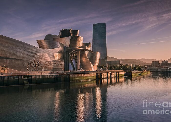 Guggenheim Greeting Card featuring the photograph Bilbao, Spain, Guggenheim Sunset by Philip Preston