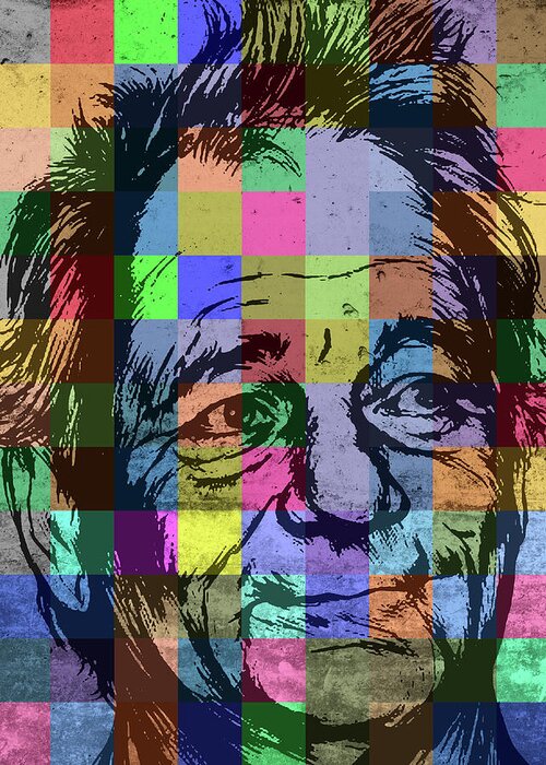 Bill Murray Greeting Card featuring the mixed media Bill Murray Patchwork Pop Art Portrait by Design Turnpike