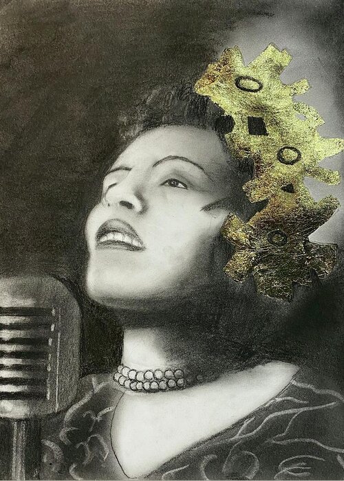 Billie Holiday Greeting Card featuring the drawing Billie Holiday by Nadija Armusik