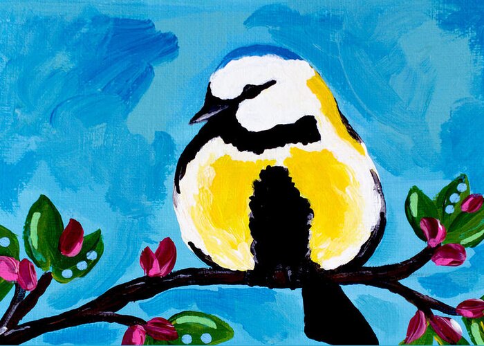 Bird Greeting Card featuring the painting Bird Blue by Beth Ann Scott