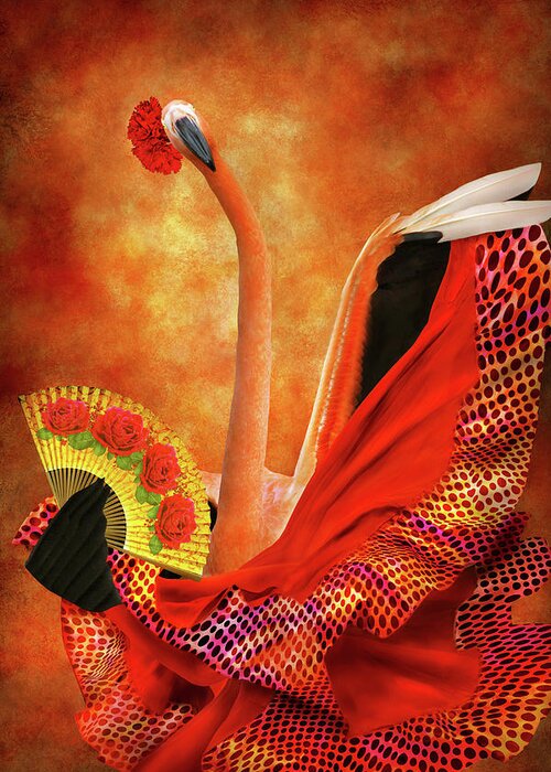 Phoenicopterus Greeting Card featuring the photograph Bird - Flamingo - Flamengo Dancer by Mike Savad