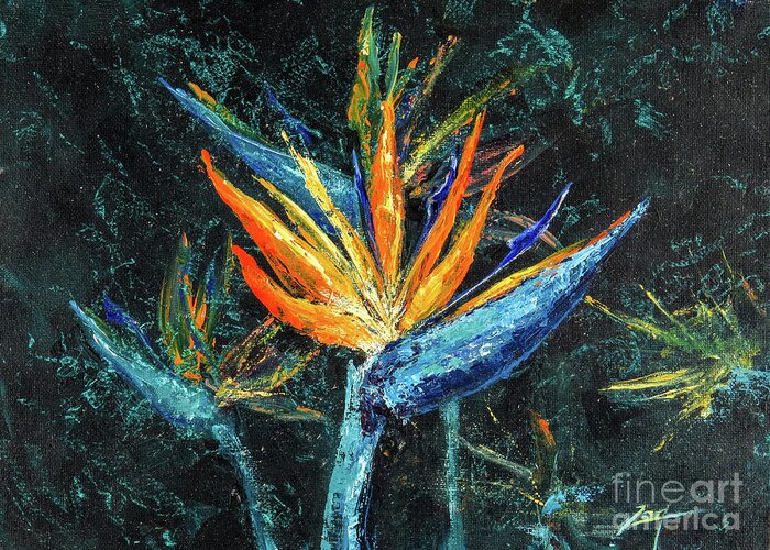 Bird Of Paradise Greeting Card featuring the painting Bird of Paradise by Zan Savage