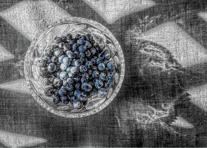 Black And White And Blueberry Greeting Card featuring the photograph Black and White and Blueberry by Sharon Popek