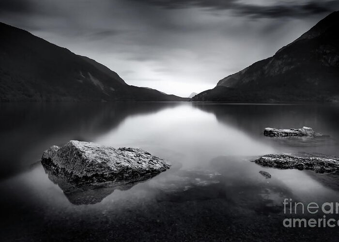 Black And White Greeting Card featuring the photograph Black and white lake by The P