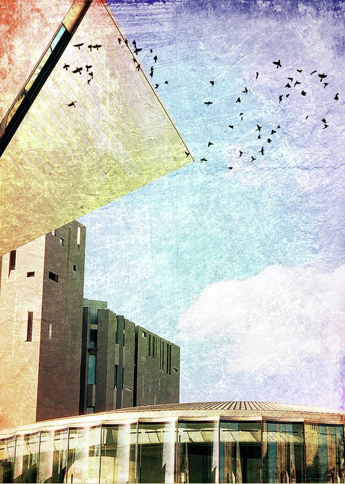 Black Birds Greeting Card featuring the photograph Black Birds and Architecture by Marilyn Hunt