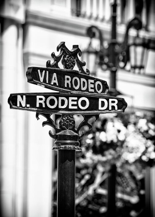 Los Angeles Greeting Card featuring the photograph Black California Series - Beverly Hills Rodeo Drive by Philippe HUGONNARD