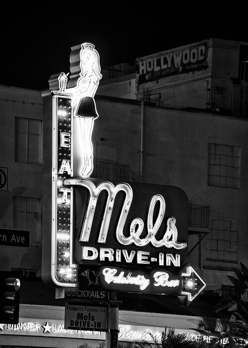 Los Angeles Greeting Card featuring the photograph Black California Series - Hollywood Drive-In by Philippe HUGONNARD