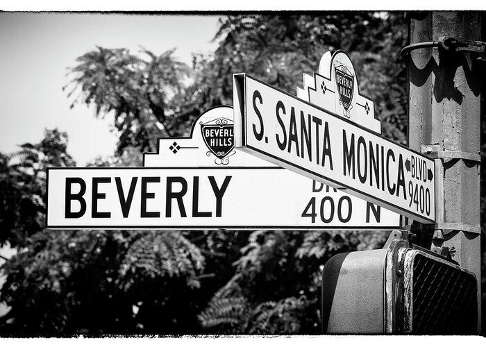 Los Angeles Greeting Card featuring the photograph Black California Series - L.A Street Signs by Philippe HUGONNARD