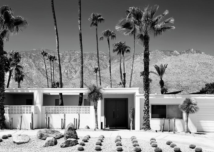 Architecture Greeting Card featuring the photograph Black California Series - White House Palm Springs by Philippe HUGONNARD