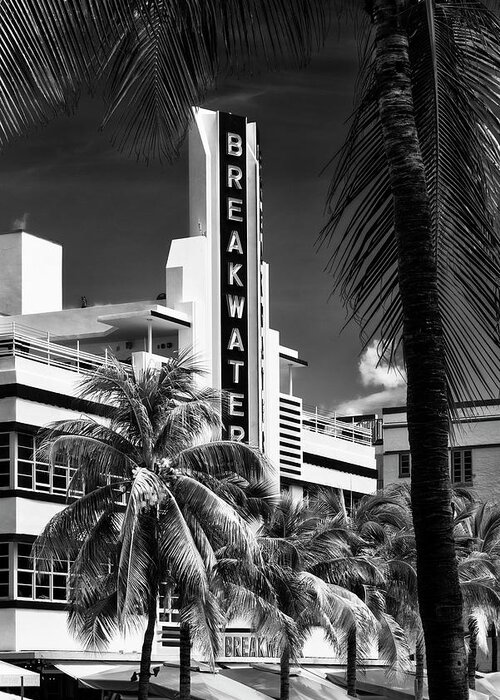 Florida Greeting Card featuring the photograph Black Florida Series - Beautiful Miami Art Deco by Philippe HUGONNARD