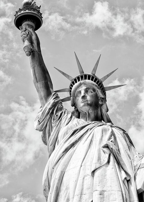 United States Greeting Card featuring the photograph Black Manhattan Series - Lady Liberty #02 by Philippe HUGONNARD