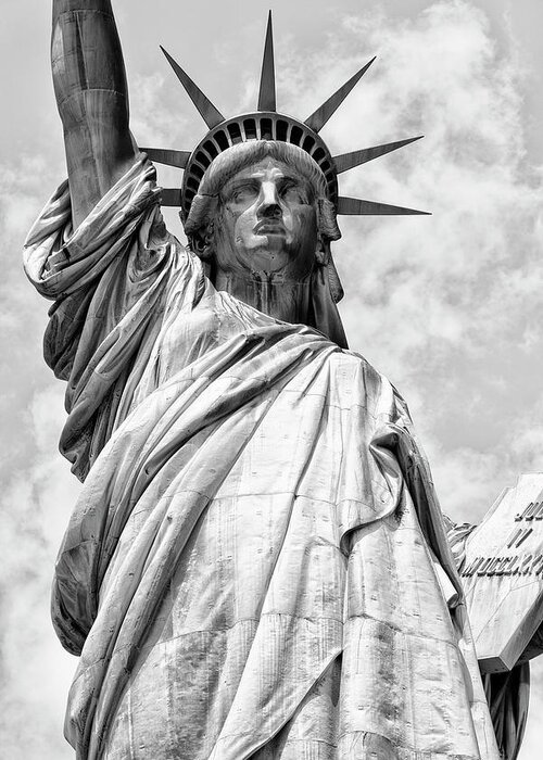 United States Greeting Card featuring the photograph Black Manhattan Series - The Statue of Liberty #02 by Philippe HUGONNARD