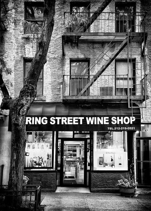 United States Greeting Card featuring the photograph Black Manhattan Series - Wine Shop by Philippe HUGONNARD