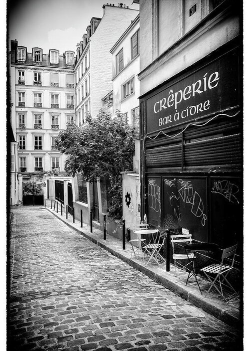 France Greeting Card featuring the photograph Black Montmartre Series - French Creperie by Philippe HUGONNARD