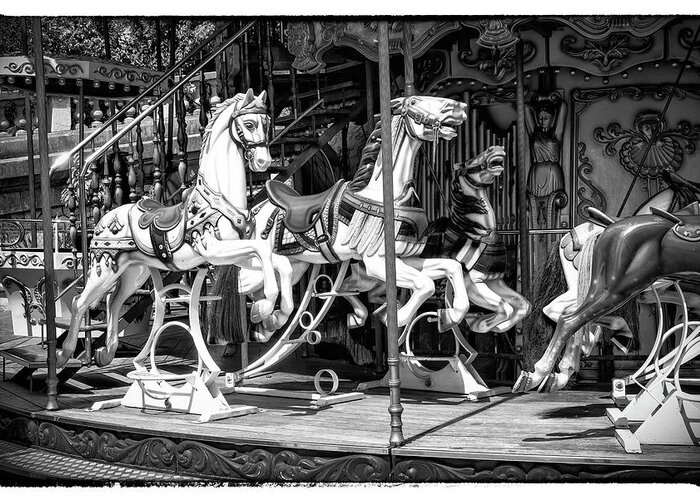 France Greeting Card featuring the photograph Black Montmartre Series - Paris Carousel by Philippe HUGONNARD