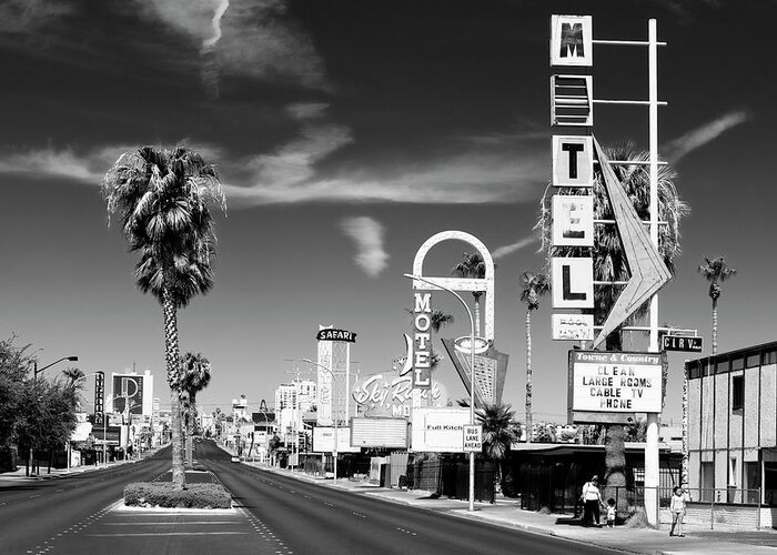 Nevada Greeting Card featuring the photograph Black Nevada Series - Vintage Las Vegas by Philippe HUGONNARD