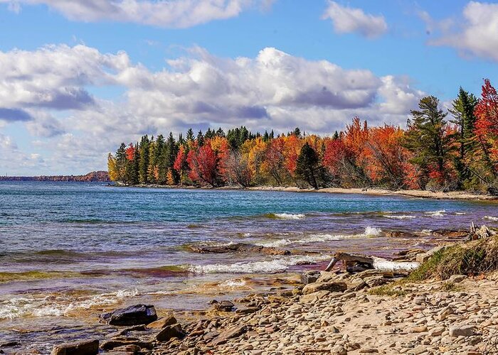 Black Rock Point Greeting Card featuring the photograph Black Rock Point in Autumn by Susan Rydberg