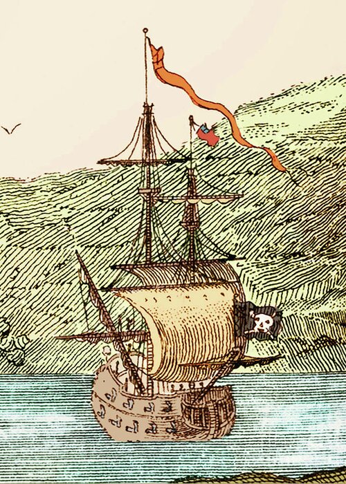 18th Greeting Card featuring the photograph Blackbeard's Pirate Ship, Queen Anne's Revenge by Science Source