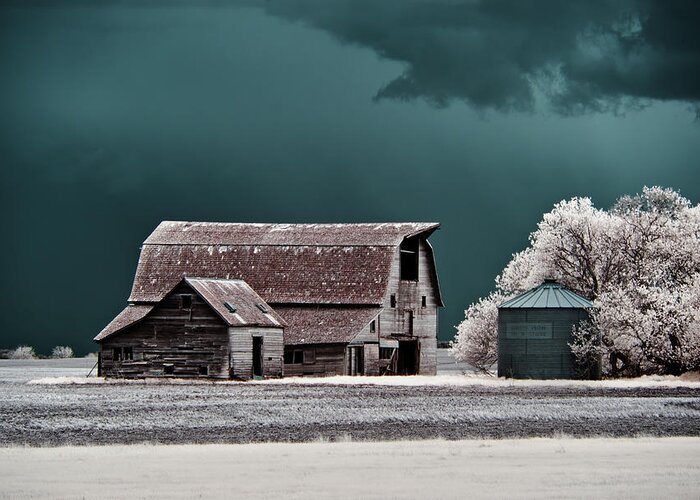 Blackmore Greeting Card featuring the photograph Blackmore Barn - Infrared Series - 1 of 3 by Peter Herman