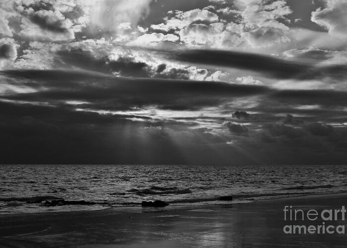 B N Greeting Card featuring the photograph Blanco y Negro Atardecer de Rota by Tony Lee