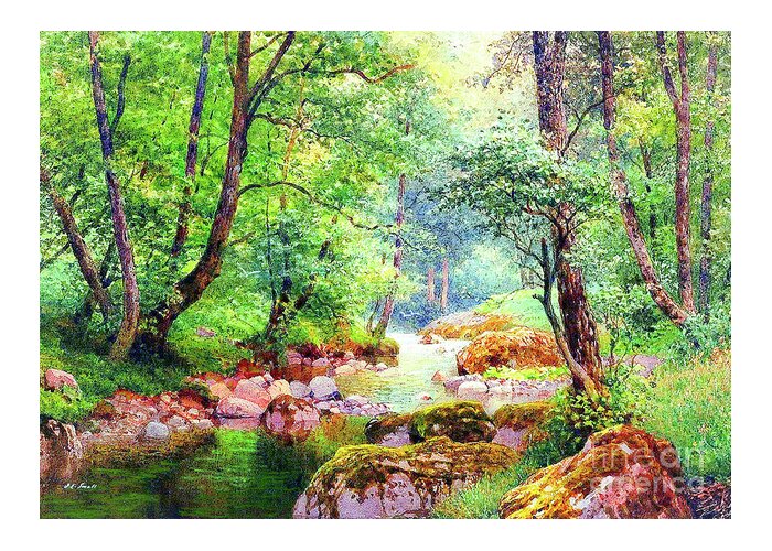 Landscape Greeting Card featuring the painting Blissful Stream by Jane Small