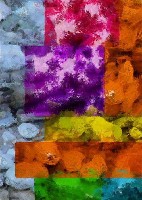 Blocks Greeting Card featuring the mixed media Blocks and Stones by Christopher Reed