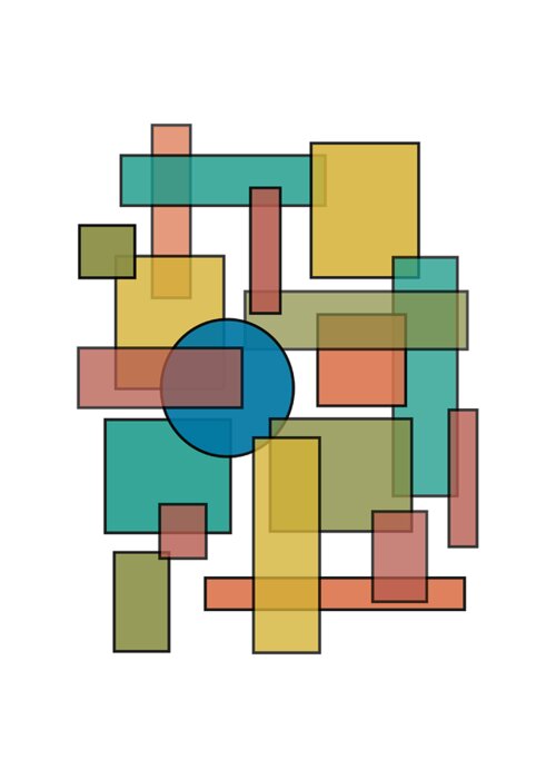 Mid Century Greeting Card featuring the digital art Mid Century Modern Blocks, Rectangles and Circles by DB Artist