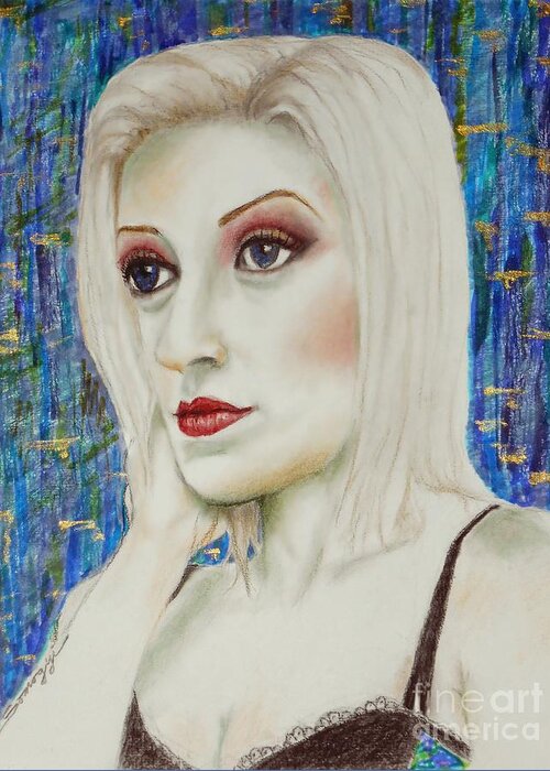 Blond Greeting Card featuring the drawing Blond Bombshell No.4 by Jayne Somogy