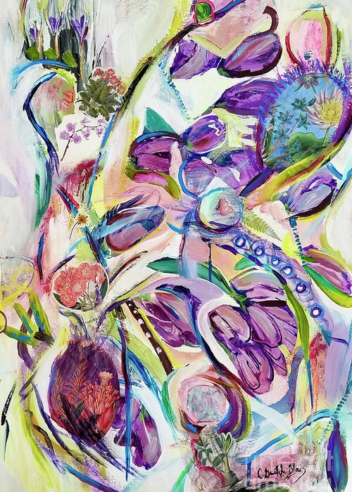 Abstract Floral Greeting Card featuring the mixed media Bloom by Catherine Gruetzke-Blais