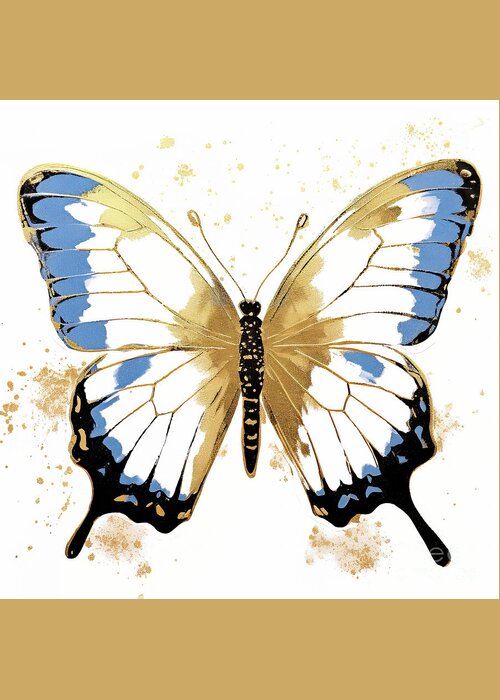 Butterfly Greeting Card featuring the painting Blue And Gold Butterfly by Tina LeCour