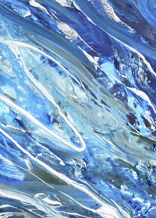 Blue Abstract Greeting Card featuring the painting Blue And Gorgeous Wave Of The Sea Beach House Ocean Art XV by Irina Sztukowski