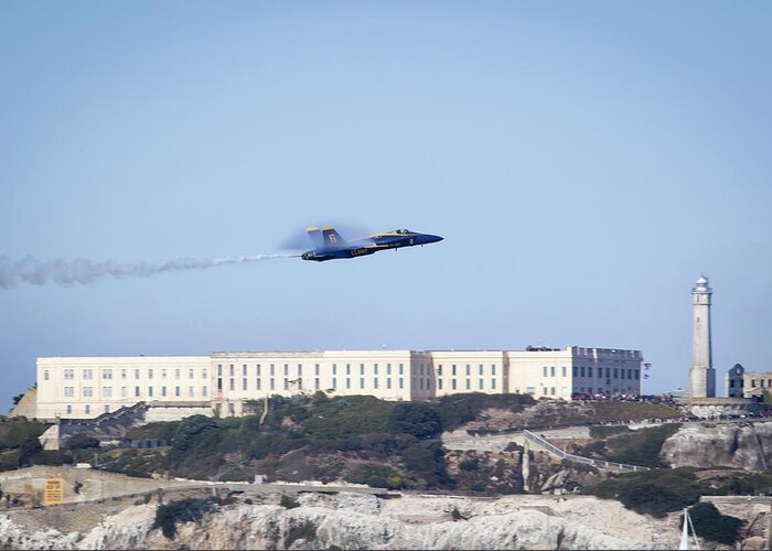 Blue Angels Greeting Card featuring the photograph Blue Angels Alcatraz by Gary Geddes