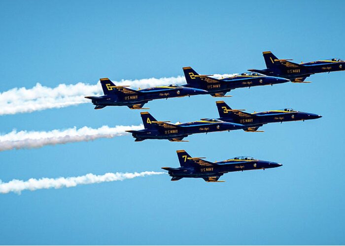 Blue Greeting Card featuring the photograph Blue Angels over Houston by David Morefield