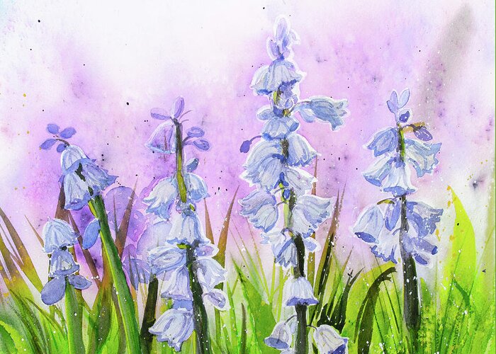 Bluebells Greeting Card featuring the painting Blue Bells by Cheryl Prather