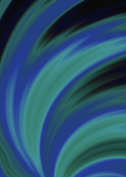 Abstract Greeting Card featuring the digital art Blue Brush Strokes Minimalist Abstract by Shelli Fitzpatrick