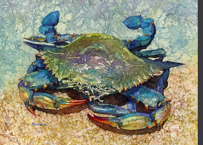 Crab Greeting Card featuring the painting Blue Crab by Hailey E Herrera
