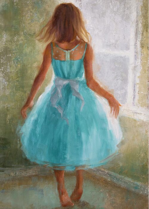 Blue Greeting Card featuring the painting Blue Dancer by Susan N Jarvis