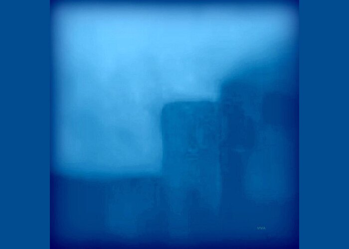 Mist Greeting Card featuring the painting Blue Day - The Sound Of Silence by VIVA Anderson