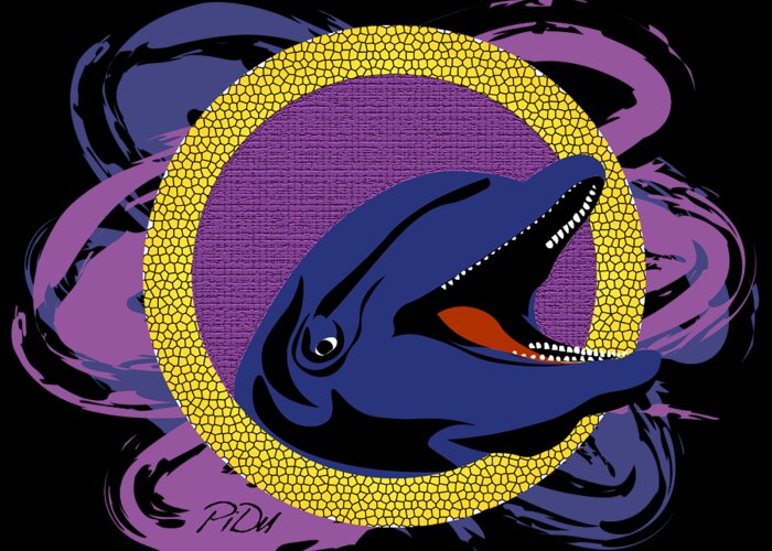 Blue Greeting Card featuring the digital art Blue Dolphin by Piotr Dulski