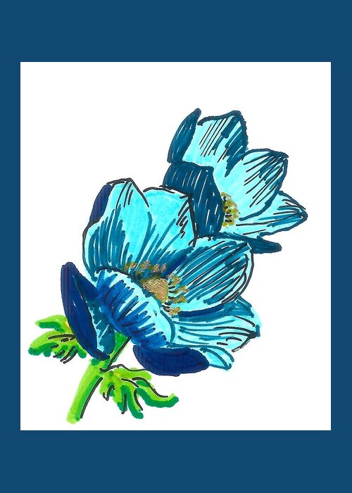 Blue Greeting Card featuring the painting Blue Flowers by Masha Batkova