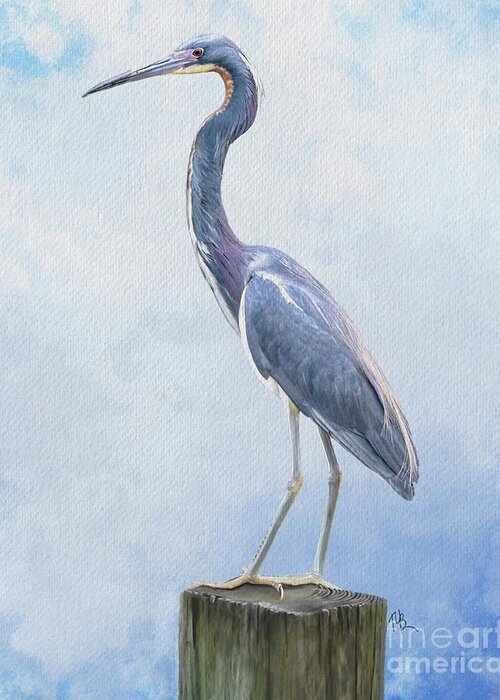 Heron Greeting Card featuring the painting Blue Heron by Tammy Lee Bradley