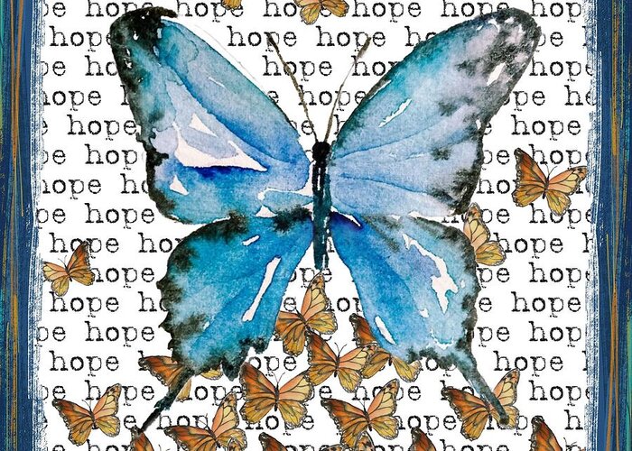 Butterfly Greeting Card featuring the painting Blue Hope Butterfly by Liana Yarckin