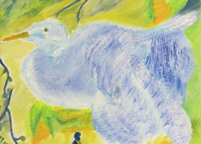 Egret Greeting Card featuring the painting Blue Lace by Meryl Goudey