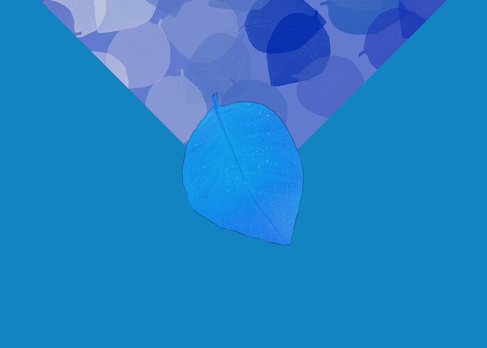 Blue Greeting Card featuring the digital art Blue Leaf Collage Design for Bags by Delynn Addams
