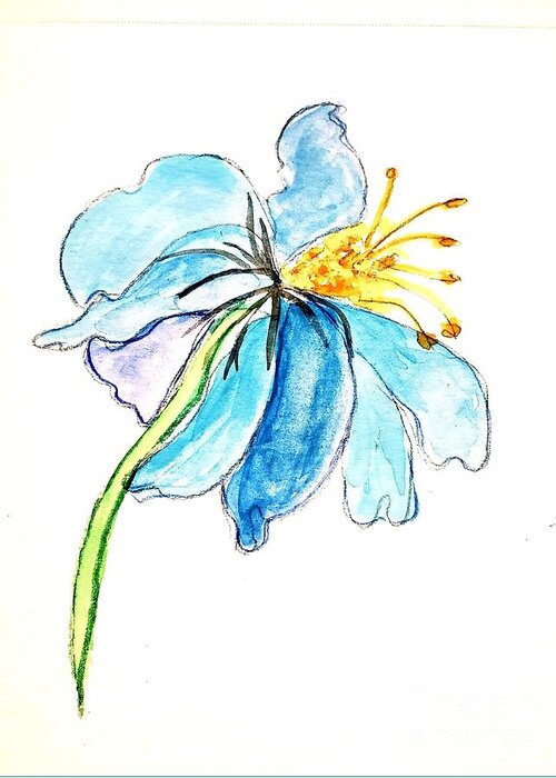 Enhances Our Throat Chakra Greeting Card featuring the painting Blue Lily by Margaret Welsh Willowsilk
