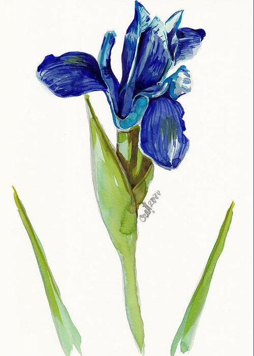 Iris Greeting Card featuring the painting Blue Me by George Cret