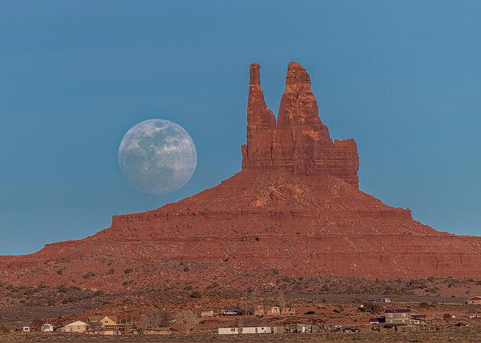 © 2017 Lou Novick All Rights Reversed Greeting Card featuring the photograph Blue moon over Big Indian by Lou Novick