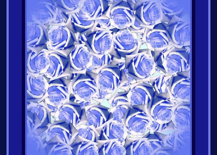Blue Greeting Card featuring the digital art Blue Roses 2020 Trending Color by Delynn Addams