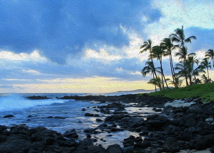 Hawaii Greeting Card featuring the photograph Blue Sunset Painting by Robert Carter