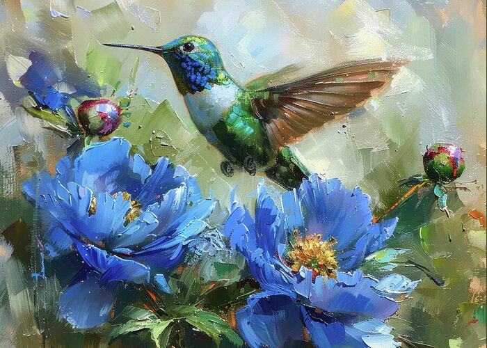 Hummingbird Greeting Card featuring the painting Blue Throated Hummingbird by Tina LeCour